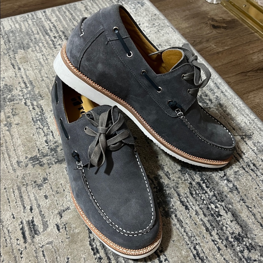NEW! Toto Men's Lift (2.4”) Leather Boat Shoe Size 11.5 Blue Suede